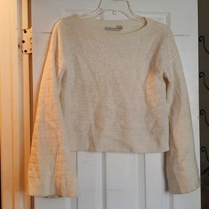 Alice + Olivia crop cream wool sweater bell sleeve